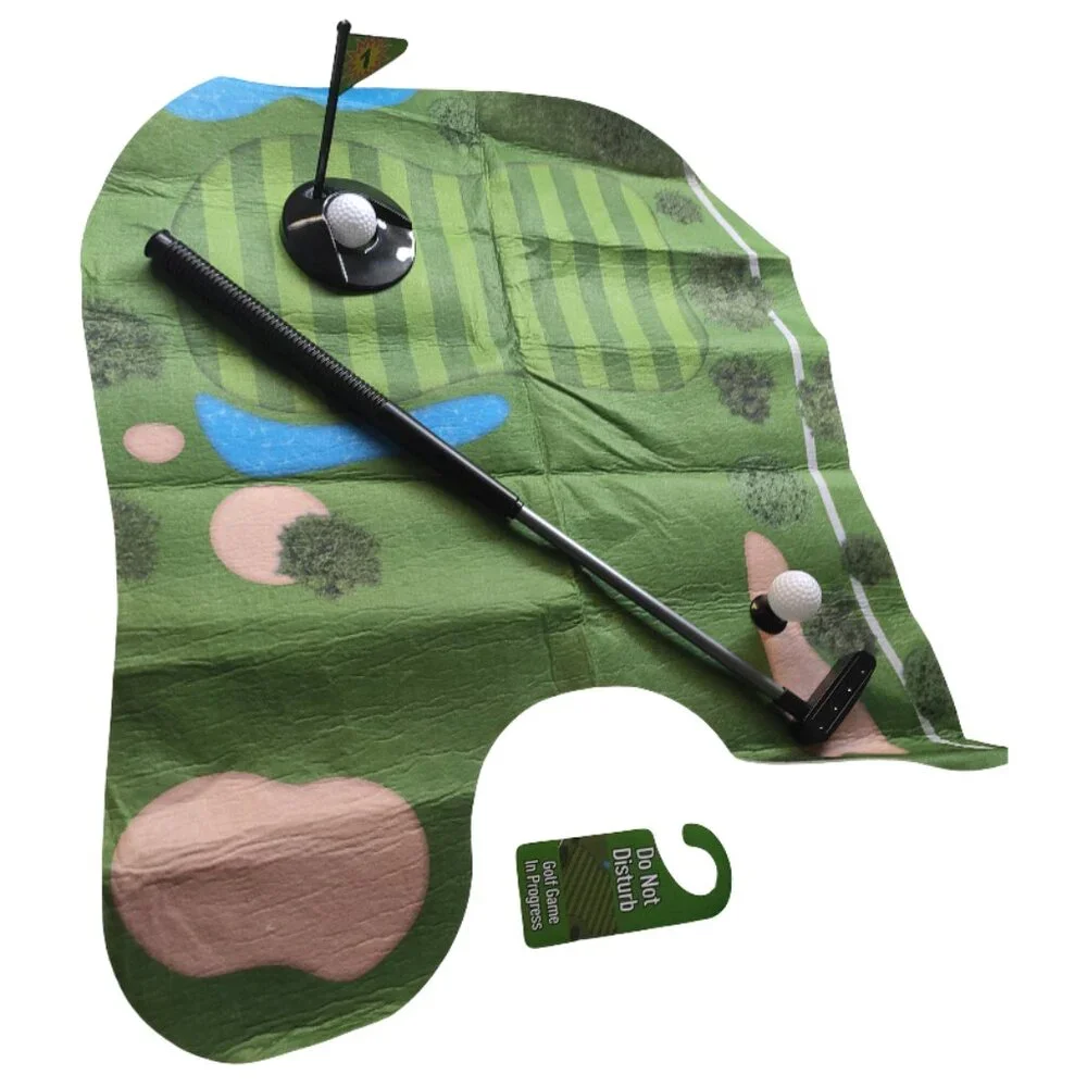 Dusor Toilet Golf Game Funny Gifts for Men (Green, Club, Balls, Hole, Tee, Sign)